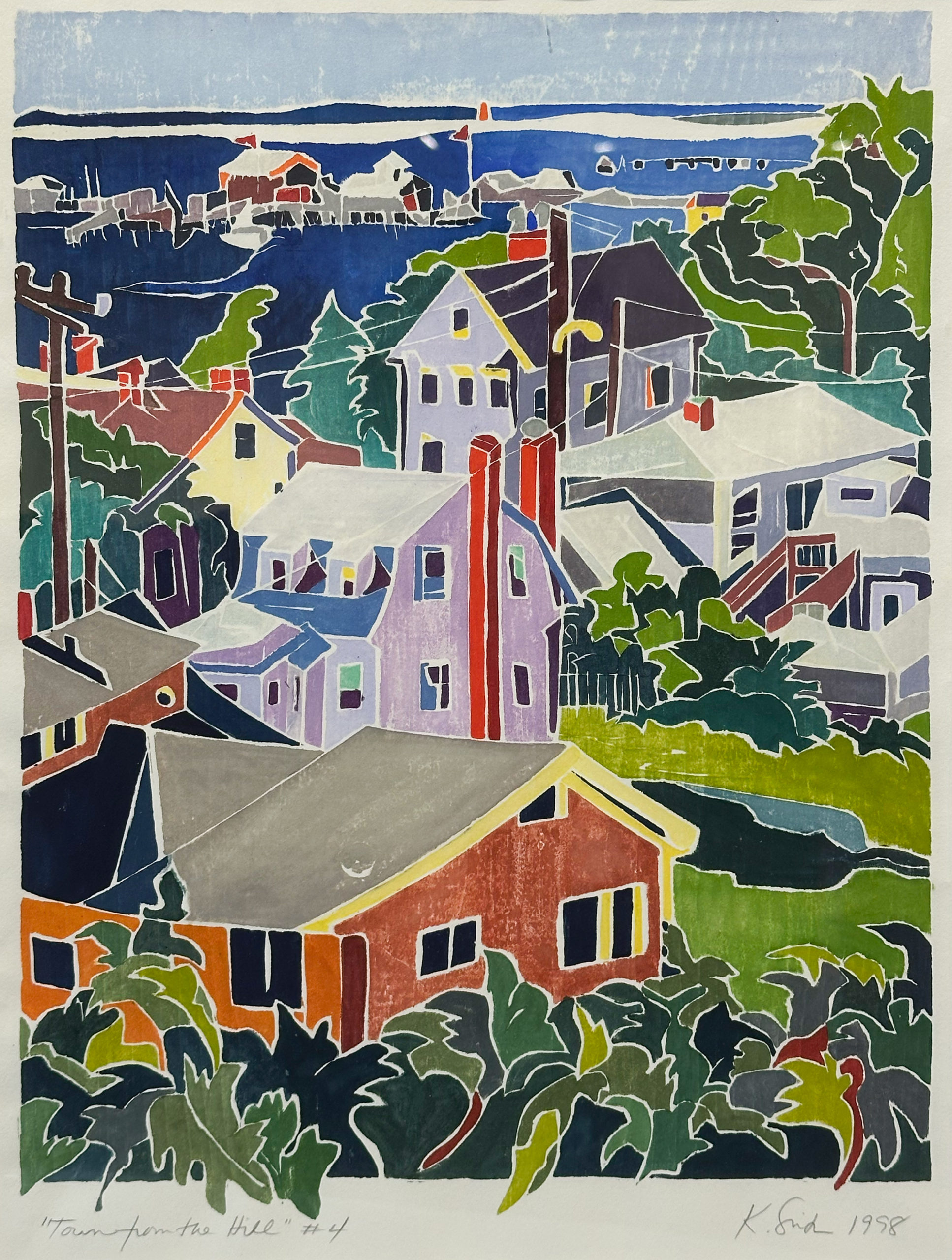 Town From The Hill, Kathryn Lee Smith, White-line Print